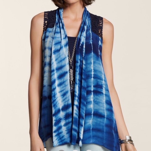 Chico's Jackets & Blazers - Chico’s tie dye vest with lace trim - size M